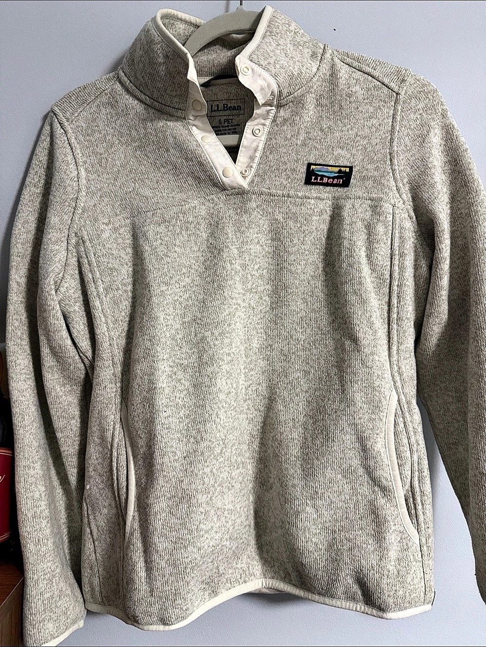 L.L.Bean Petite Oatmeal Quarter-Zip Sweater Size S